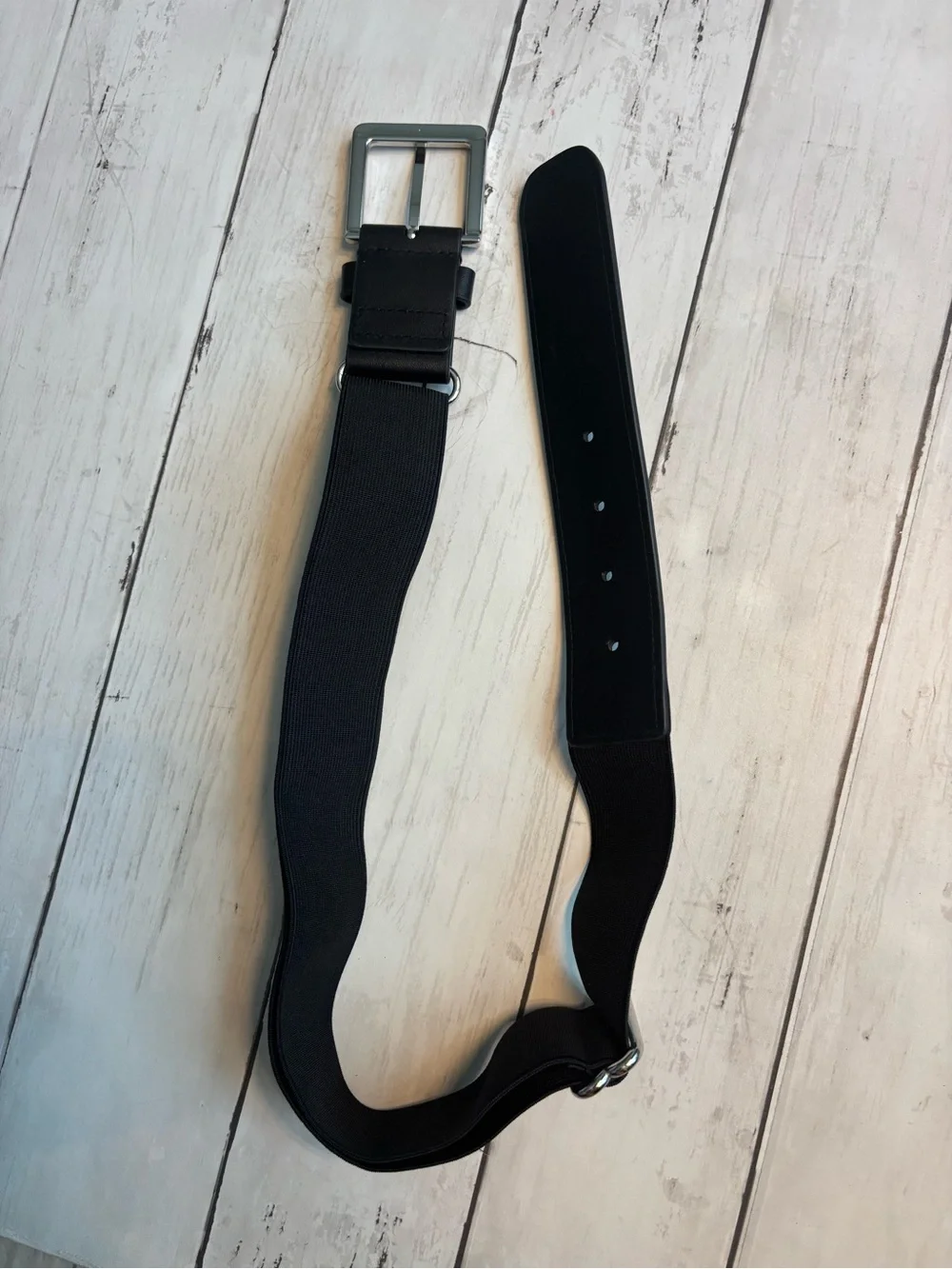Kids Under Armour Black Elastic Athletic Belt with Silver Buckle